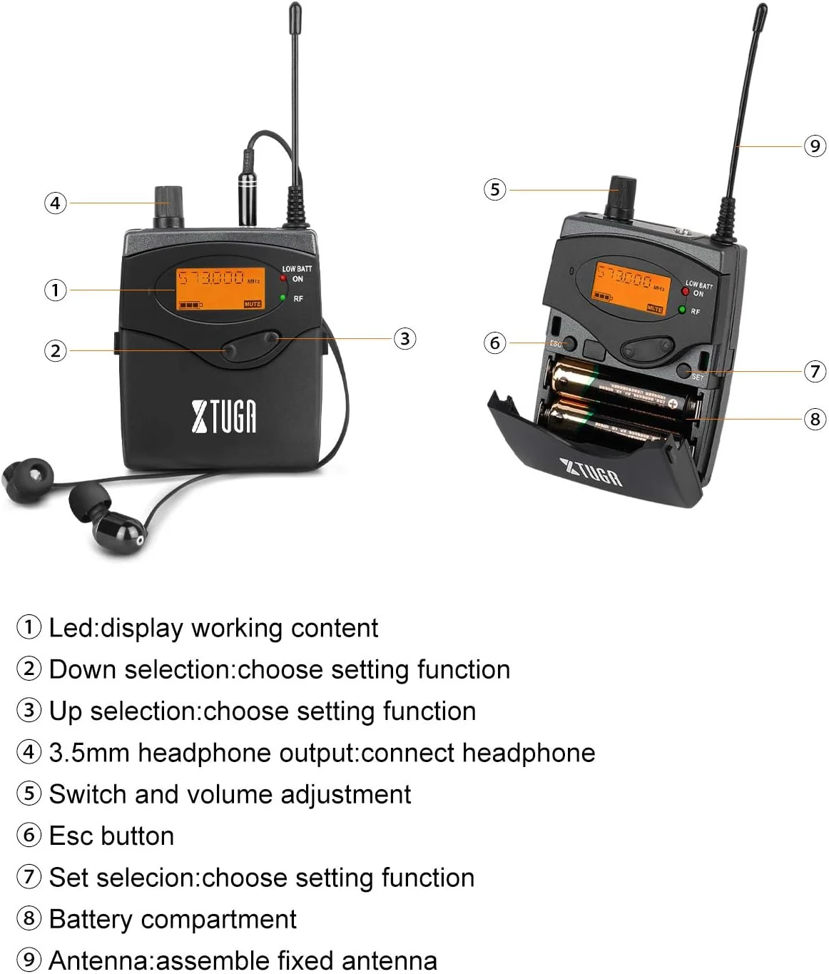 سیستم مانیتور داخل گوشی بیسیم XTUGA RW2080 با 5 گیرنده بدنه، طراحی مونو، سیستم IEM دو کاناله، 300 فوت، 40 فرکانس UHF، مانیتور صحنه برای گروه موسیقی یا استودیو، 572MHz-599Mhz سیستم مانیتور داخل گوشی بیسیم XTUGA RW2080 با 5 گیرنده بدنه، طراحی مونو، سیستم IEM دو کاناله، 300 فوت، 40 فرکانس UHF، مانیتور صحنه برای گروه موسیقی یا استودیو، 572MHz-599Mhz
