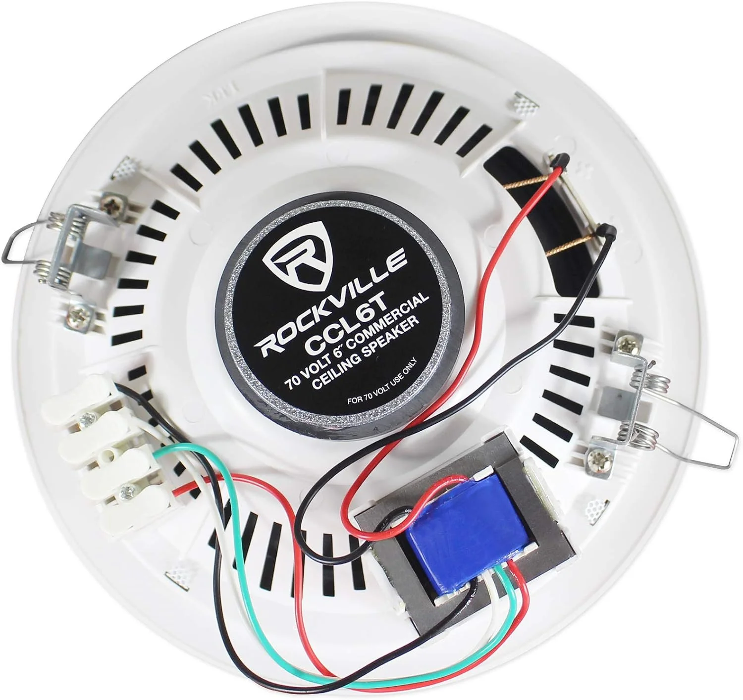 بلندگو سقفی تجاری 6 اینچی Rockville 70V مدل CCL6T، مناسب رستوران/اداره، سفید (4 عدد) بلندگو سقفی تجاری 6 اینچی Rockville 70V مدل CCL6T، مناسب رستوران/اداره، سفید (4 عدد)