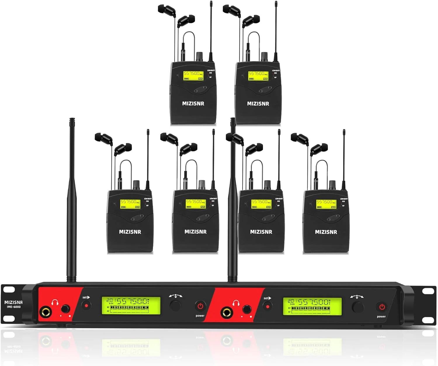 سیستم مانیتور داخل گوشی بیسیم، 2 کانال 6 گیرنده کمری سیستم مونو حرفهای IEM برای نوازندگان، مانیتور فلزی قابل نصب در رک با 2x40 فرکانس UHF، برد 330 فوتی برای گروه موسیقی، استیج یا استودیو (IME-6000) سیستم مانیتور داخل گوشی بیسیم، 2 کانال 6 گیرنده کمری سیستم مونو حرفهای IEM برای نوازندگان، مانیتور فلزی قابل نصب در رک با 2x40 فرکانس UHF، برد 330 فوتی برای گروه موسیقی، استیج یا استودیو (IME-6000)