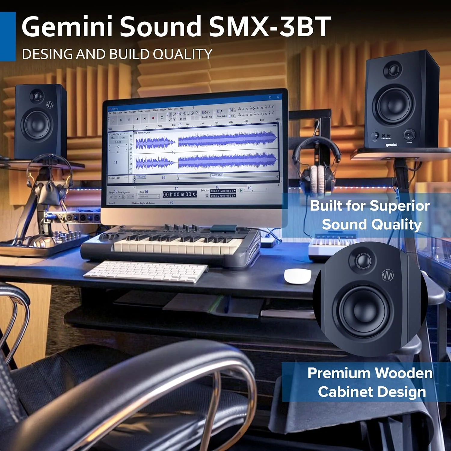 اسپیکرهای مانیتور استودیویی بلوتوثی Gemini Sound SMX-3BT 100W، جفتی اکتیو/پسیو برای کامپیوتر، ترنتیبل، دسکتاپ، ورودی RCA/3.5mm Aux، بدنه چوبی، کنترل EQ، ایدهآل برای استودیو خانگی و دیجیها اسپیکرهای مانیتور استودیویی بلوتوثی Gemini Sound SMX-3BT 100W، جفتی اکتیو/پسیو برای کامپیوتر، ترنتیبل، دسکتاپ، ورودی RCA/3.5mm Aux، بدنه چوبی، کنترل EQ، ایدهآل برای استودیو خانگی و دیجیها