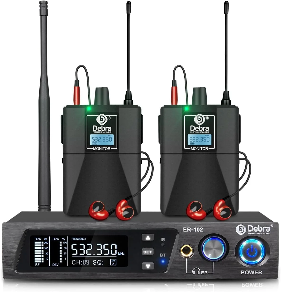 سیستم مانیتور گوش بی سیم دو کاناله UHF مدل D Debra Audio Pro ER-102 با نوع مانیتورینگ برای استیج، گروه موسیقی، استودیوی ضبط، نوازندگان (تک کانال، 2 عدد گیرنده کمری) سیستم مانیتور گوش بی سیم دو کاناله UHF مدل D Debra Audio Pro ER-102 با نوع مانیتورینگ برای استیج، گروه موسیقی، استودیوی ضبط، نوازندگان (تک کانال، 2 عدد گیرنده کمری)