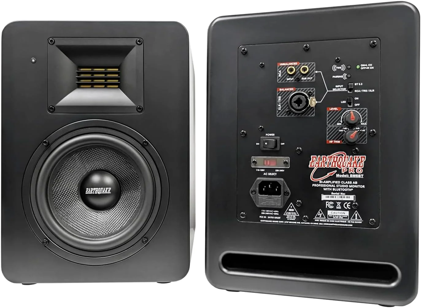 جفت اسپیکر مانیتور استودیویی حرفه ای 6.5 اینچی EARTHQUAKE SM6BT با توییتر روبانی 2 اینچی و بلوتوث بی سیم v5.3 برای تولید و میکس موسیقی، 130 وات 2 طرفه، مشکی مات جفت اسپیکر مانیتور استودیویی حرفه ای 6.5 اینچی EARTHQUAKE SM6BT با توییتر روبانی 2 اینچی و بلوتوث بی سیم v5.3 برای تولید و میکس موسیقی، 130 وات 2 طرفه، مشکی مات