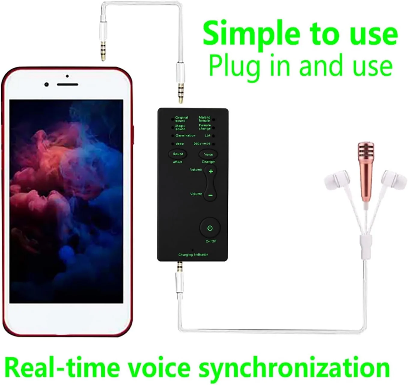 کارت صدای تغییر صدا Port Voice برای کامپیوتر، کارت صدای زنده با قابلیت تغییر صدا به زن و مرد، برای چت و آواز خواندن آنلاین