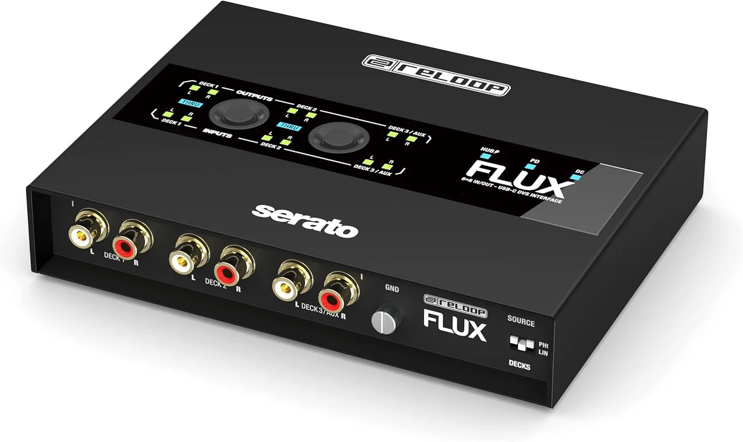 اینترفیس USB-C دی وی اس 6x6 ورودی/خروجی Reloop FLUX برای Serato DJ Pro