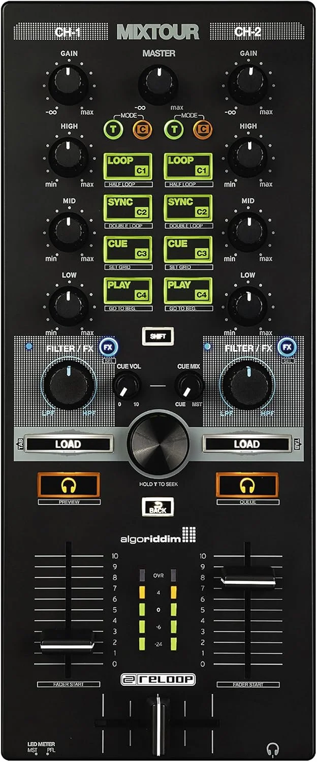 کنترلر دی‌جی قابل حمل USB مدل Reloop Mixtour - مشکی