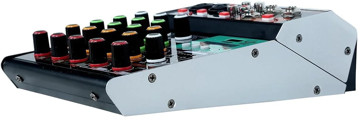 میکسر صوتی حرفه ای سیستم کنسول برد صدا رابط 4 کانال دیجیتال USB بلوتوث MP3 ورودی کامپیوتر فانتوم پاور 48 ولت استریو DJ استودیو استریمینگ / میکسر کوچک 4 طرفه با Reverb میکسر صوتی حرفه ای سیستم کنسول برد صدا رابط 4 کانال دیجیتال USB بلوتوث MP3 ورودی کامپیوتر فانتوم پاور 48 ولت استریو DJ استودیو استریمینگ / میکسر کوچک 4 طرفه با Reverb