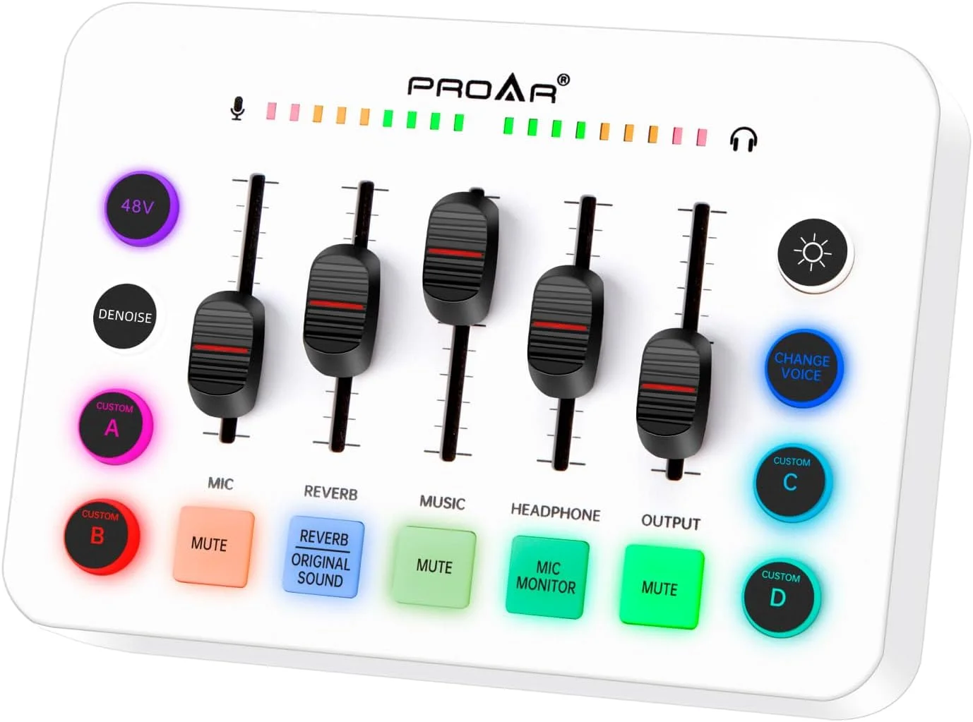 میکسر صوتی گیمینگ، کارت صدای استریم زنده RGB PC DJ با کنترل مجزا، پاور فانتوم 48 ولت، کارت صدای رابط صوتی برای تلفن PC، بسته تجهیزات پادکست برای ضبط یوتیوب