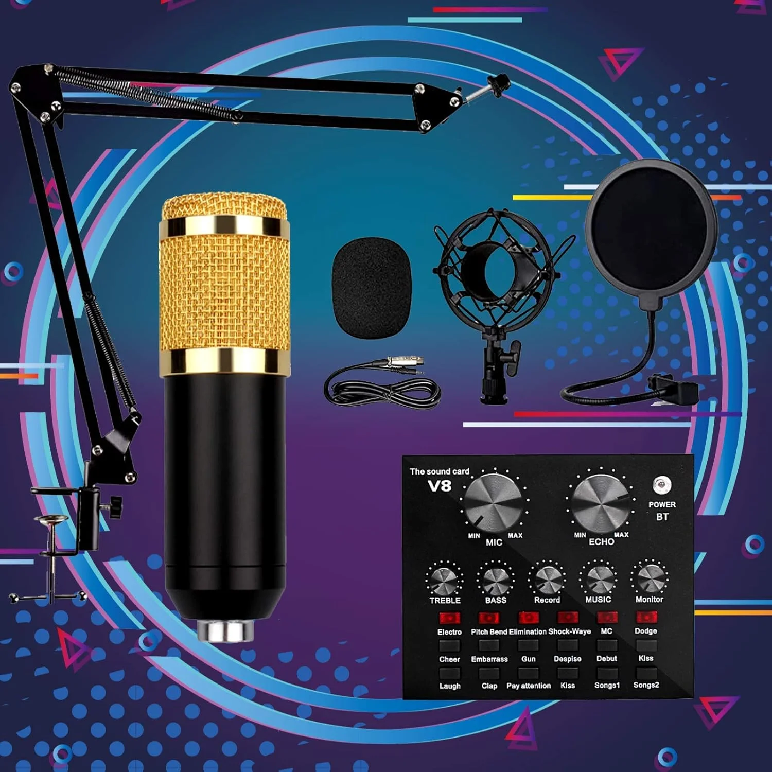 میکروفون استودیویی مدل BM-800 به همراه کارت صدا