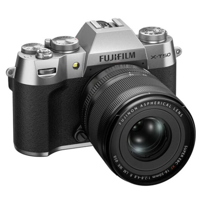 دوربین بدون آینه فوجی فیلم X-T50 نقره ای همراه با لنز XF 16-50mm f/2.8-4.8