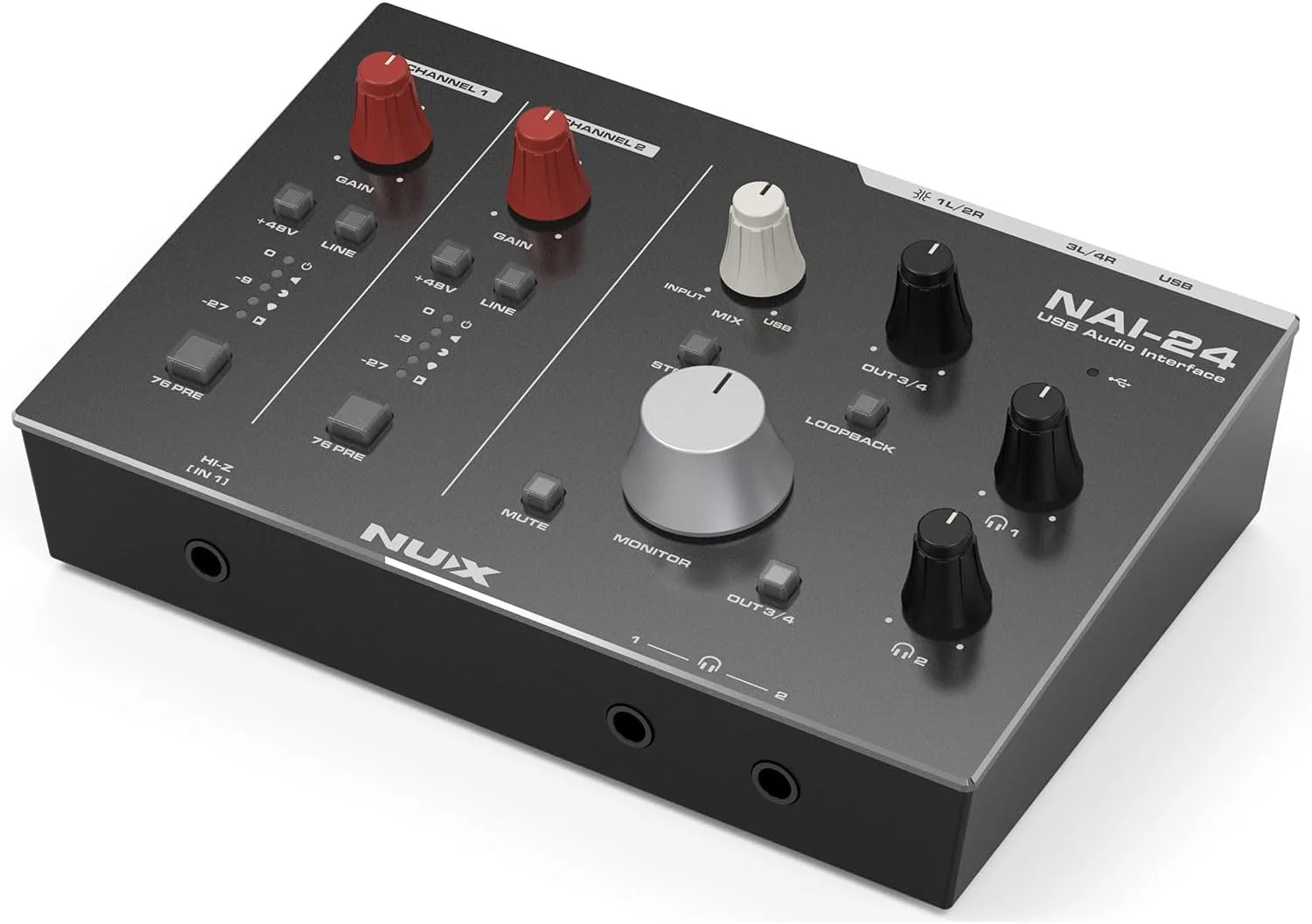 NUX | کارت صدای USB مدل NAI-24 برای ضبط صدا - رابط استریمینگ USB-C 2i2 با کمپرسورهای دوگانه، پری امپ های کلاس A و CUBASE 13 LE - کارت صدای استودیوی خانگی برای مک و کامپیوتر