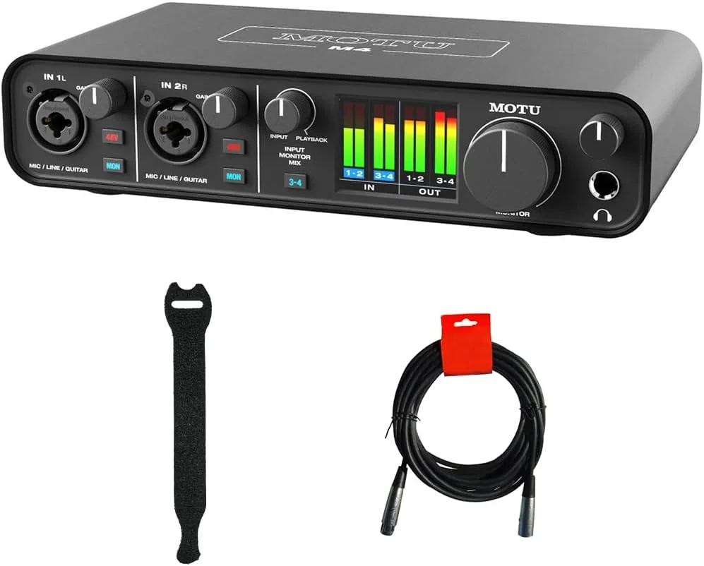 بسته نرم افزاری کارت صدای دسکتاپ MOTU M4 USB Type-C Audio-MIDI به همراه کابل XLR-XLR و بسته 10 عددی بند