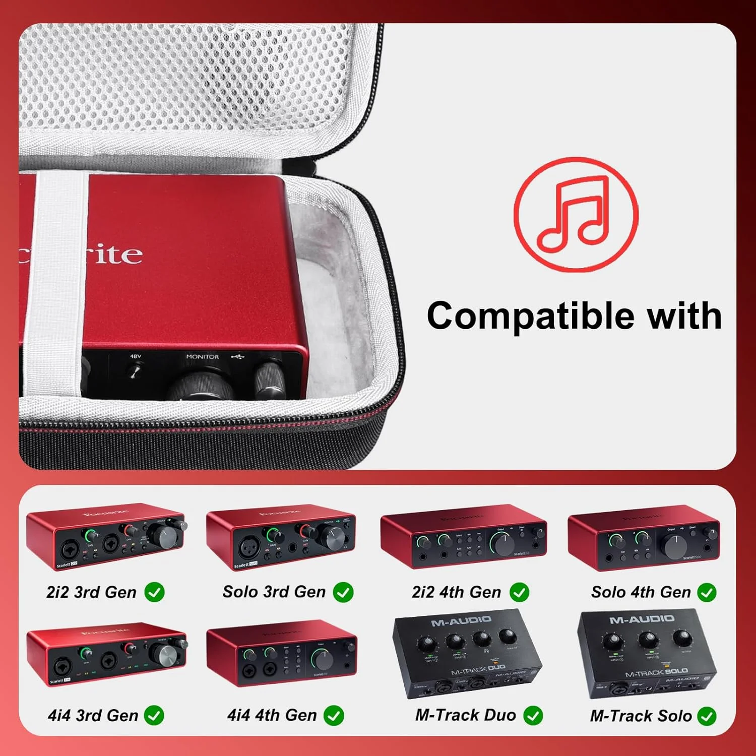 کیف سخت EVA مدل LTGEM برای کارت صدای USB Focusrite Scarlett 4i4 (نسل سوم) - کیف محافظ و قابل حمل