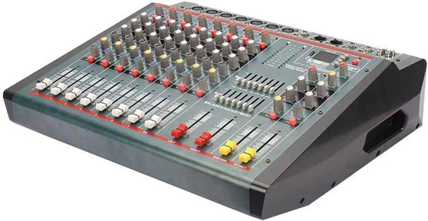 میکسر زنده، میکسر صدا قابل حمل با کارت صدا، میکسر استریو 8 کاناله، بلوتوث USB برای کامپیوتر، ضبط، پخش، پخش زنده، مهمانی، میکسر دی جی