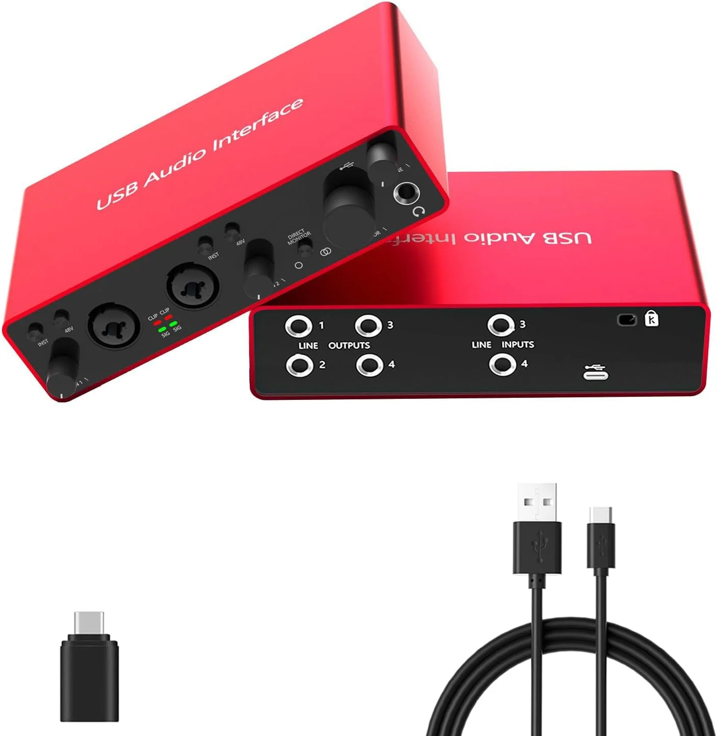 کارت صدای USB 2i2 با 4 خروجی لاین و 2 ورودی لاین، همراه با فانتوم پاور 48 ولت، 24 بیت/192 کیلوهرتز، مناسب برای نوازندگان، خوانندگان و پادکسترها. کارت صدای USB با اکثر نرم افزارهای DAW و ضبط سازگار است.