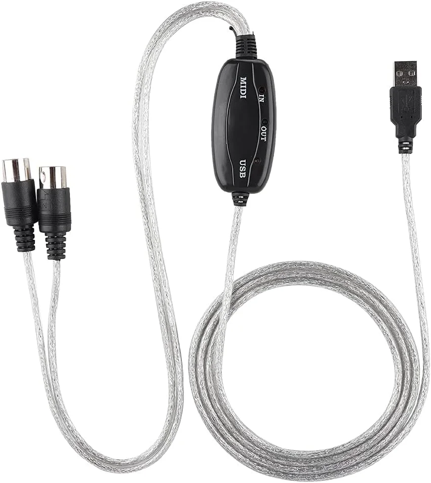 آداپتور کابل MIDI به USB، کابل رابط MIDI، خط ضبط ویرایش موسیقی صفحه کلید سازگار با سیستم عامل ویندوز و مک برای استودیو آداپتور کابل MIDI به USB، کابل رابط MIDI، خط ضبط ویرایش موسیقی صفحه کلید سازگار با سیستم عامل ویندوز و مک برای استودیو