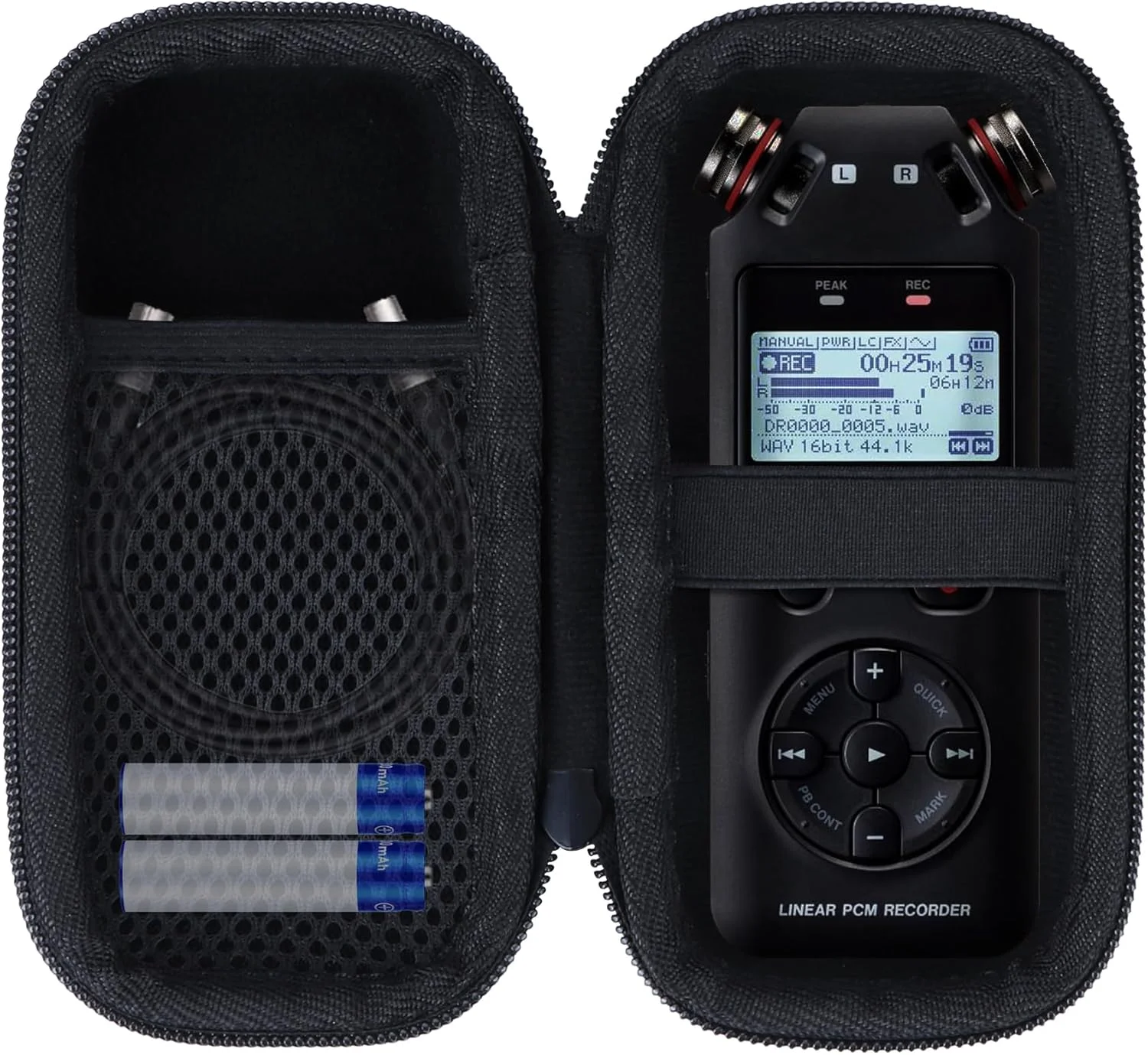 کیف محافظ سخت برای ضبط کننده صدای استریو قابل حمل تسکم DR-05XP / DR-05X، مشکی کیف محافظ سخت برای ضبط کننده صدای استریو قابل حمل تسکم DR-05XP / DR-05X، مشکی