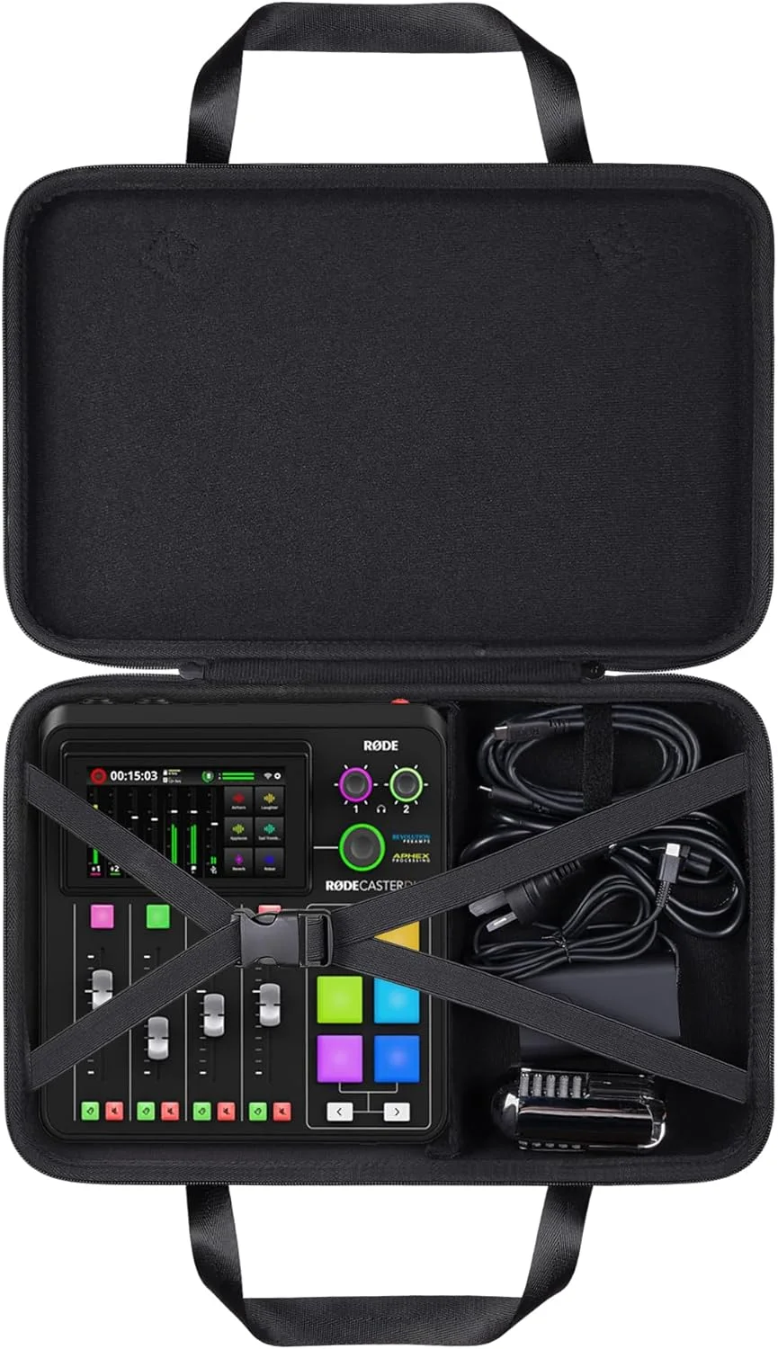 کیف حمل سخت Khanka جایگزین برای RØDE RØDECaster Duo، راه حل تولید برای پادکست، استریم، تولید موسیقی و تولید محتوا، فقط کیف