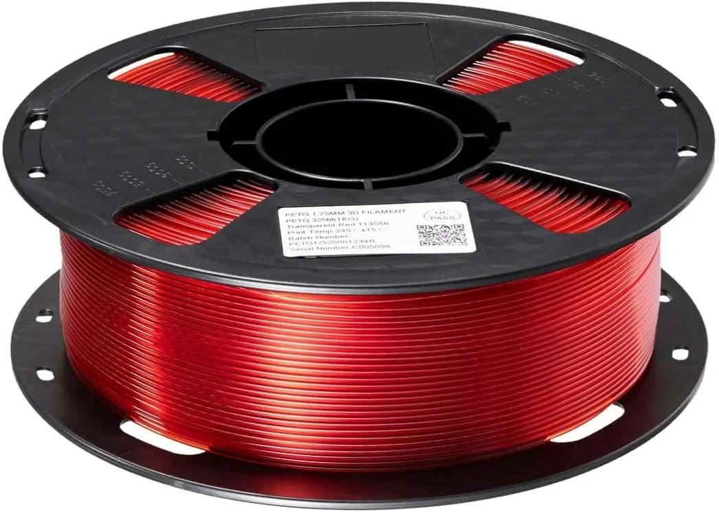 فیلامنت PETG استاندارد CC3D قرمز شفاف 1.75 میلی متر 1 کیلوگرم برای پرینتر سه بعدی FDM، مواد پرینت سه بعدی PETG قرمز نیمه شفاف 113556