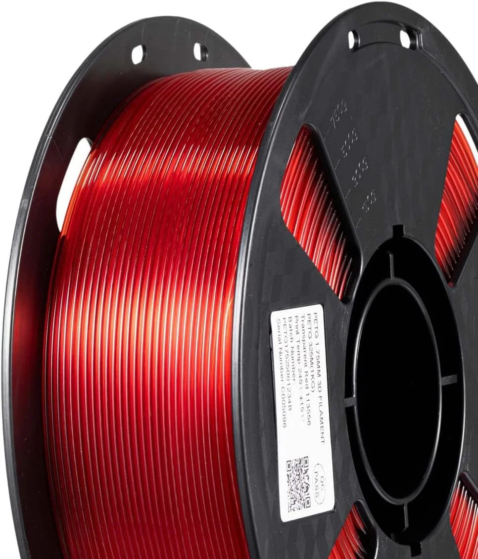 فیلامنت PETG استاندارد CC3D قرمز شفاف 1.75 میلی متر 1 کیلوگرم برای پرینتر سه بعدی FDM، مواد پرینت سه بعدی PETG قرمز نیمه شفاف 113556