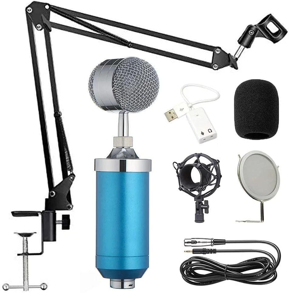 کیت میکروفون کاندنسر، میکروفون گیمینگ، میکروفون پادکست PC به 3.5 میلیمتر با بازوی قیچی تعلیق میکروفون قابل تنظیم، برای ضبط استودیویی و پخش (آبی) کیت میکروفون کاندنسر، میکروفون گیمینگ، میکروفون پادکست PC به 3.5 میلیمتر با بازوی قیچی تعلیق میکروفون قابل تنظیم، برای ضبط استودیویی و پخش (آبی)