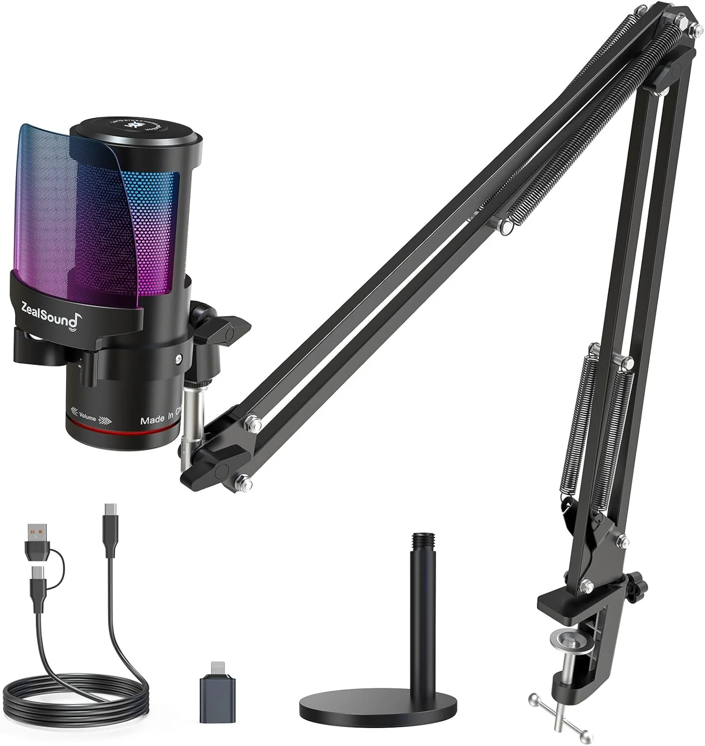 میکروفون USB زیل‌ساند RGB مناسب پادکست، استریم، دیسکورد، توییچ و یوتیوبر