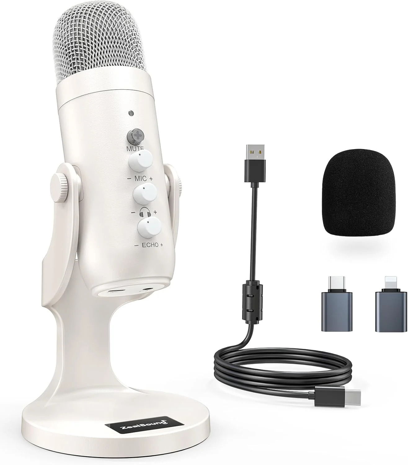 میکروفون USB زیل‌ساند مدل K66، رنگ سفید صدفی مناسب پادکست