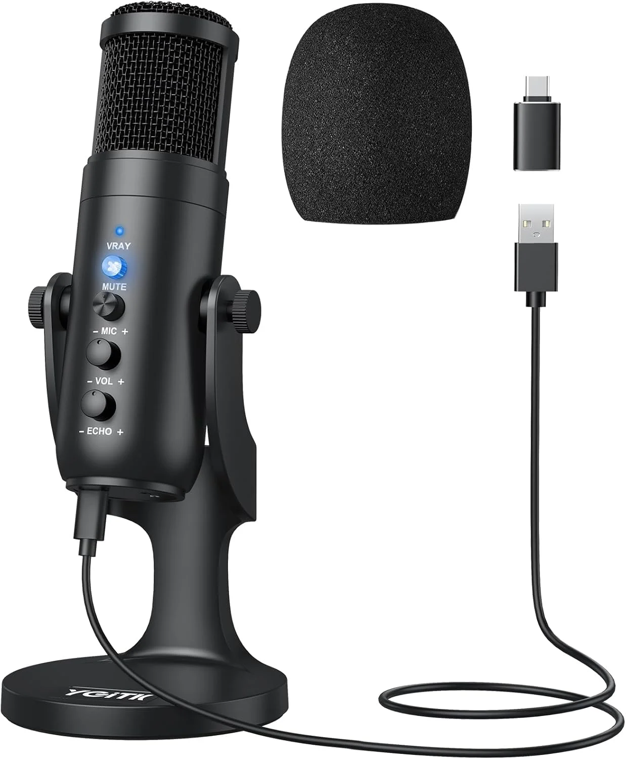 میکروفون USB کاندنسر PC، میکروفون گیمینگ Plug & Play با کنترل صدا و دکمه قطع صدا برای PS4 PS5، وکال، یوتیوب، پخش زنده، ضبط، بازی ها