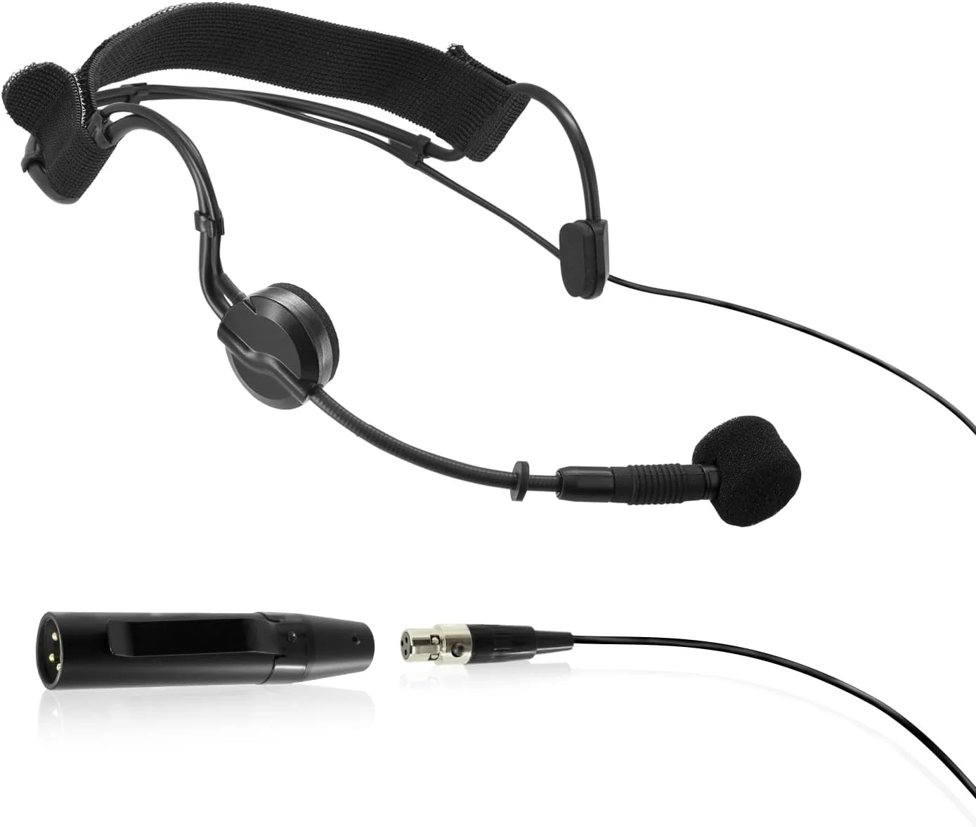 میکروفون سیمی کندانسر حرفه ای هدست با اتصال 3 پین، آداپتور فانتوم پاور 9V-48V و کابل افزایش طول XLR 2 متری.