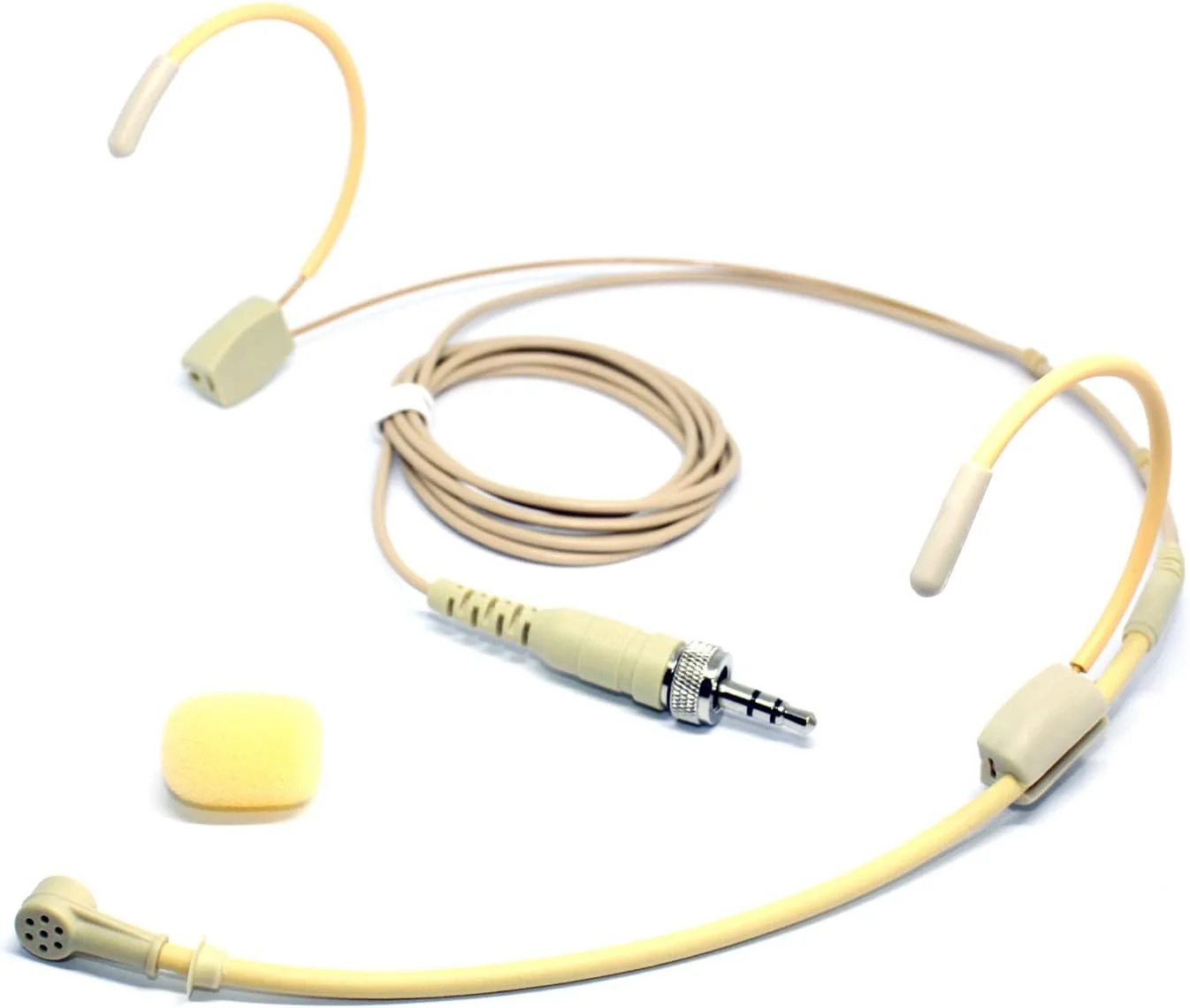 میکروفون هدست سیم دار MD6028SEL - میکروفون سر با قفل پیچی 3.5 میلی متری برای سیستم بی سیم و فرستنده کمری/بسته بدنه - بژ یک جهته