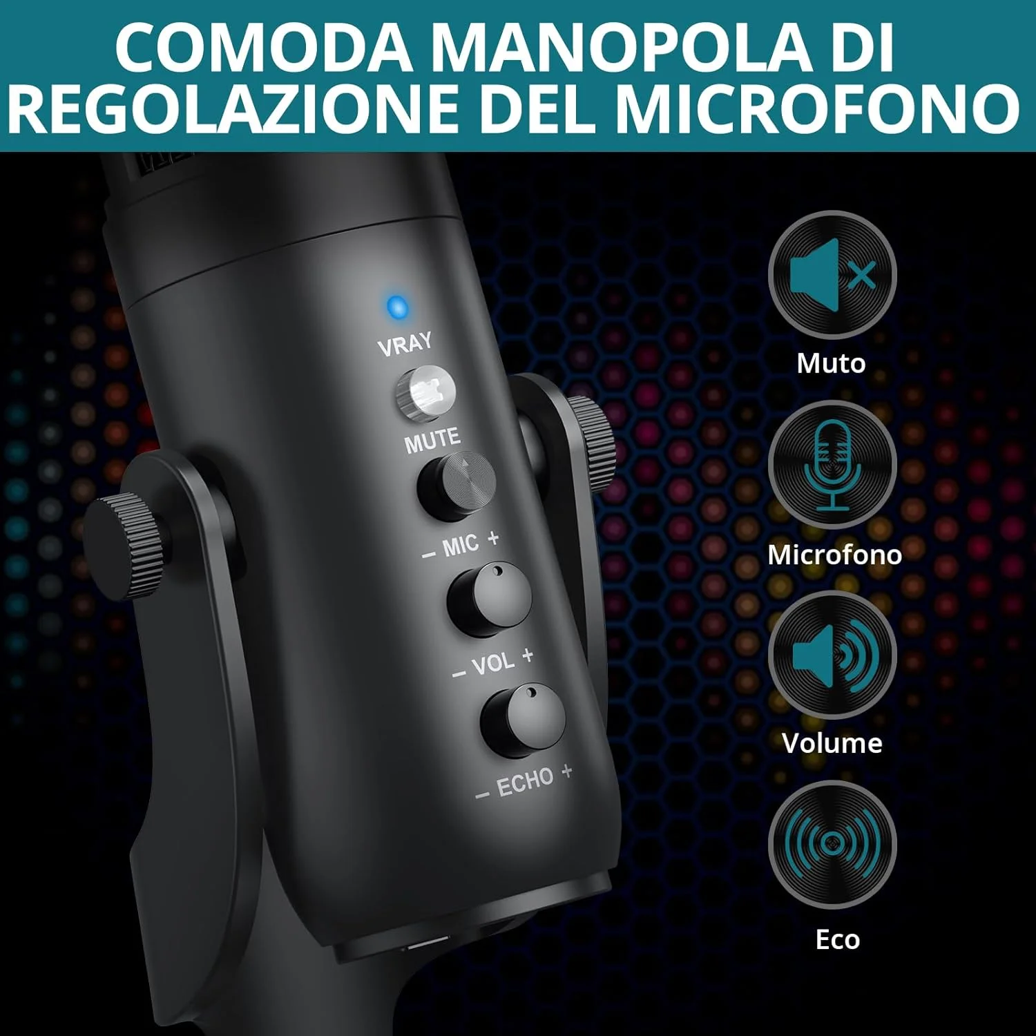 میکروفون USB کاندنسر PC، میکروفون گیمینگ Plug & Play با کنترل صدا و دکمه قطع صدا برای PS4 PS5، وکال، یوتیوب، پخش زنده، ضبط، بازی ها