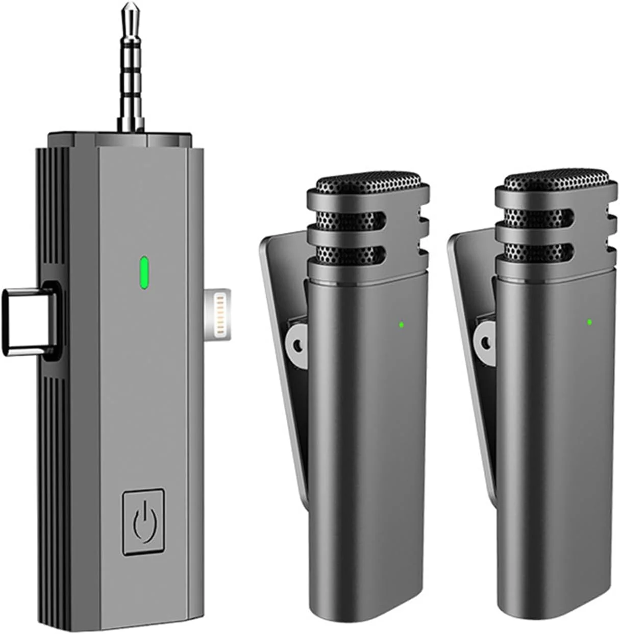 میکروفون بی سیم پادکست 3 در 1 گیرنده جهانی کندانسور همه جهته ضبط کلیپ میکروفون DSP کاهش نویز فعال یقه ای (2 عدد)