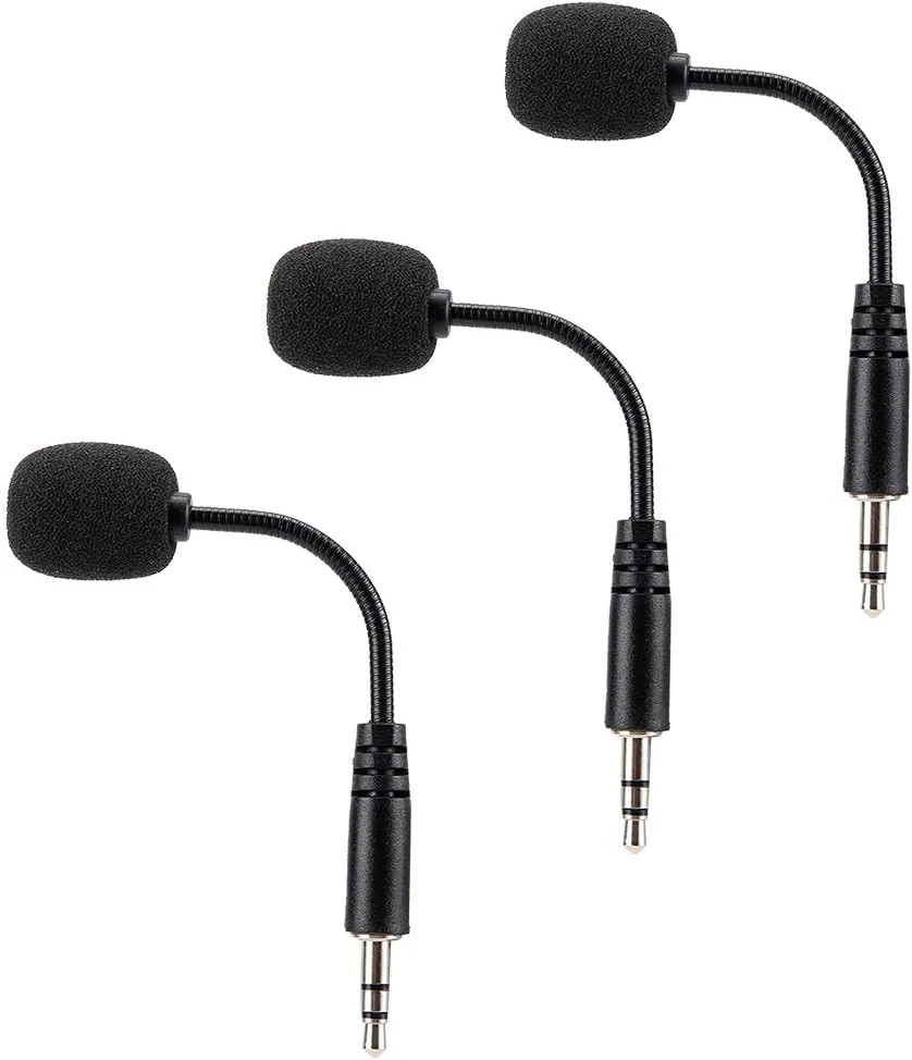 میکروفون های مینیاتوری، 3 عدد میکروفون مینیاتوری انعطاف پذیر با جک 3.5 میلی متری، خازنی تک کاناله مستقیم برای تلفن همراه کامپیوتر