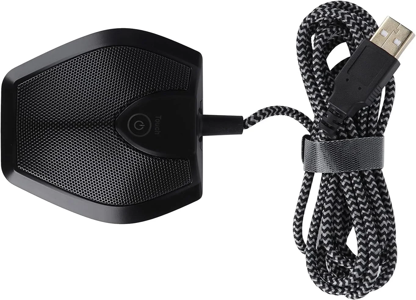 میکروفون کنفرانس USB با عملکرد قطع صدا، دکمه لمسی گیرنده ضبط دو خازنی، اتصال و پخش آسان، الگوهای دریافت چندگانه برای اتاق کنفرانس آموزش ویدیویی، پخش اینترنتی بازی (مشکی)