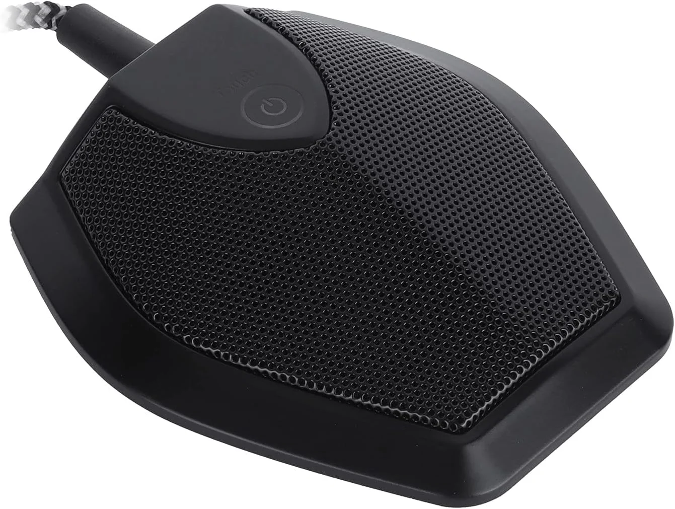 میکروفون کنفرانس USB با عملکرد قطع صدا، دکمه لمسی گیرنده ضبط دو خازنی، اتصال و پخش آسان، الگوهای دریافت چندگانه برای اتاق کنفرانس آموزش ویدیویی، پخش اینترنتی بازی (مشکی)