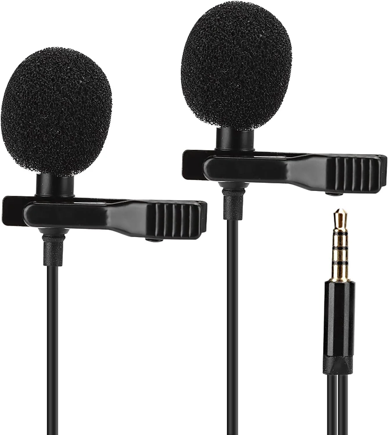 میکروفون یقه‌ای کندانسر اومنی‌دایرکشنال با گیره/نگهدارنده، میکروفون یقه‌ای با دو سر و گیره/نگهدارنده کوچک برای ضبط زنده، پخش و مصاحبه