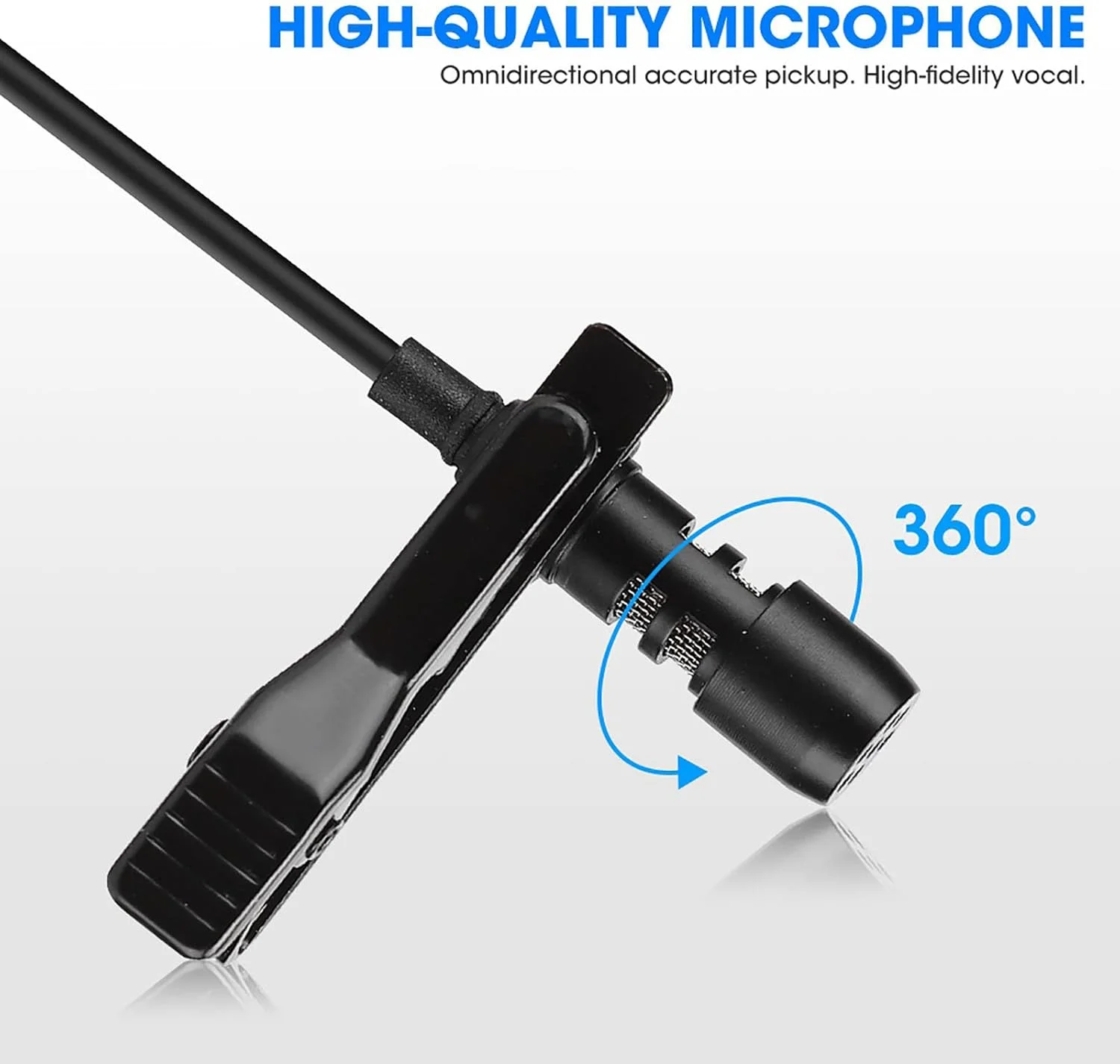 میکروفون یقه‌ای کندانسر اومنی‌دایرکشنال با گیره/نگهدارنده، میکروفون یقه‌ای با دو سر و گیره/نگهدارنده کوچک برای ضبط زنده، پخش و مصاحبه
