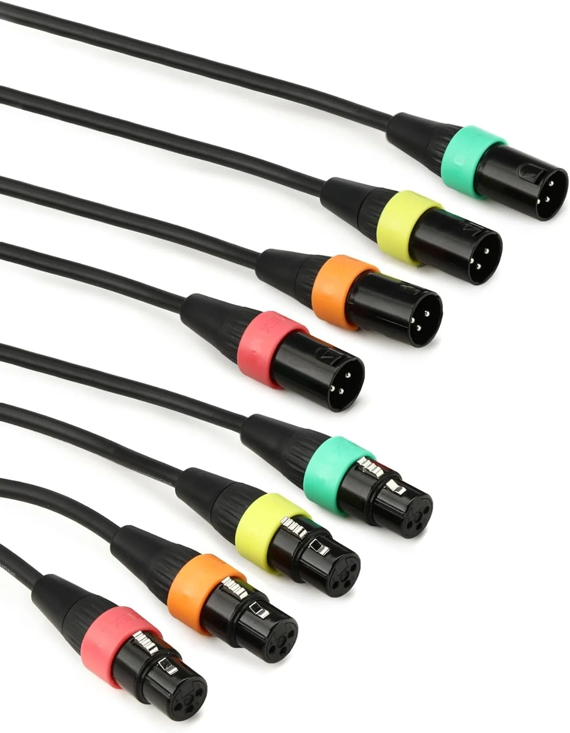 کابل های XLR میکروفون مدل XLR-4c به همراه حلقه های رنگی برای پادکست، موسیقی و موارد دیگر