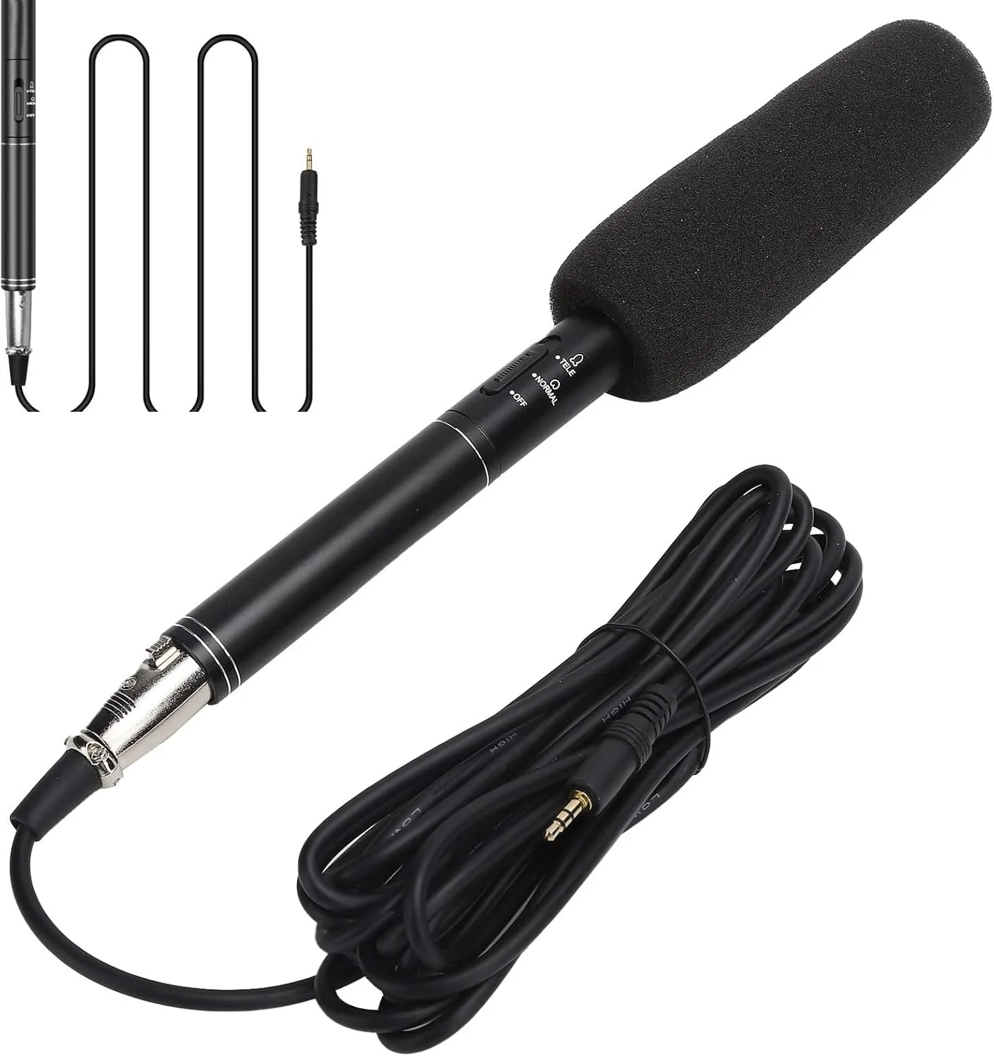 میکروفون مصاحبه، میکروفون کاندنسر XLR دستی، میکروفون گزارشگر تک جهته برای ضبط/استیج/سخنرانی، میکروفون وکال برای تلفن های هوشمند، لپ تاپ ها و دوربین ها (مشکی 28 سانتی متر)