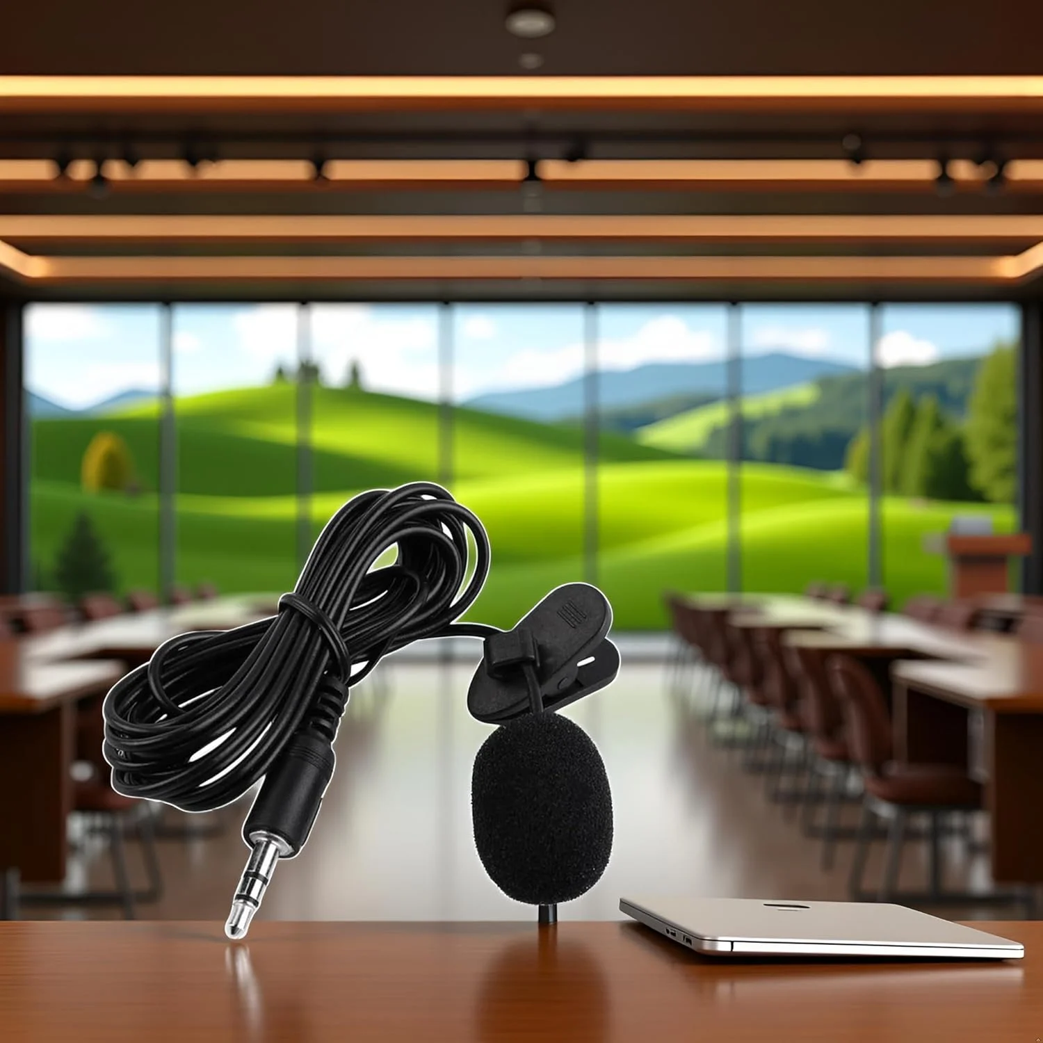 میکروفون یقه ای سیم دار پلاستیکی مشکی 3.5 میلی متری برای سخنرانی، تدریس و تقویت صدا، مناسب برای تلفن و کامپیوتر میکروفون یقه ای سیم دار پلاستیکی مشکی 3.5 میلی متری برای سخنرانی، تدریس و تقویت صدا، مناسب برای تلفن و کامپیوتر