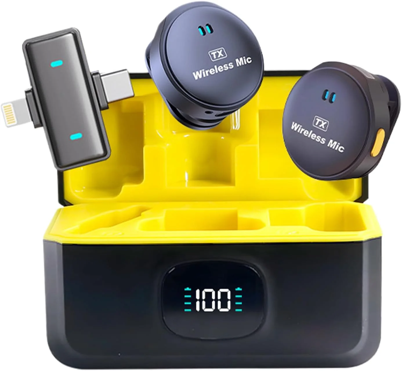 سیستم میکروفون بی سیم - میکروفون یقه ای مغناطیسی - حذف هوشمند نویز برای پخش زنده، مصاحبه ها، ارائه ها، کنفرانس ها، عروسی ها، رویدادهای ورزشی