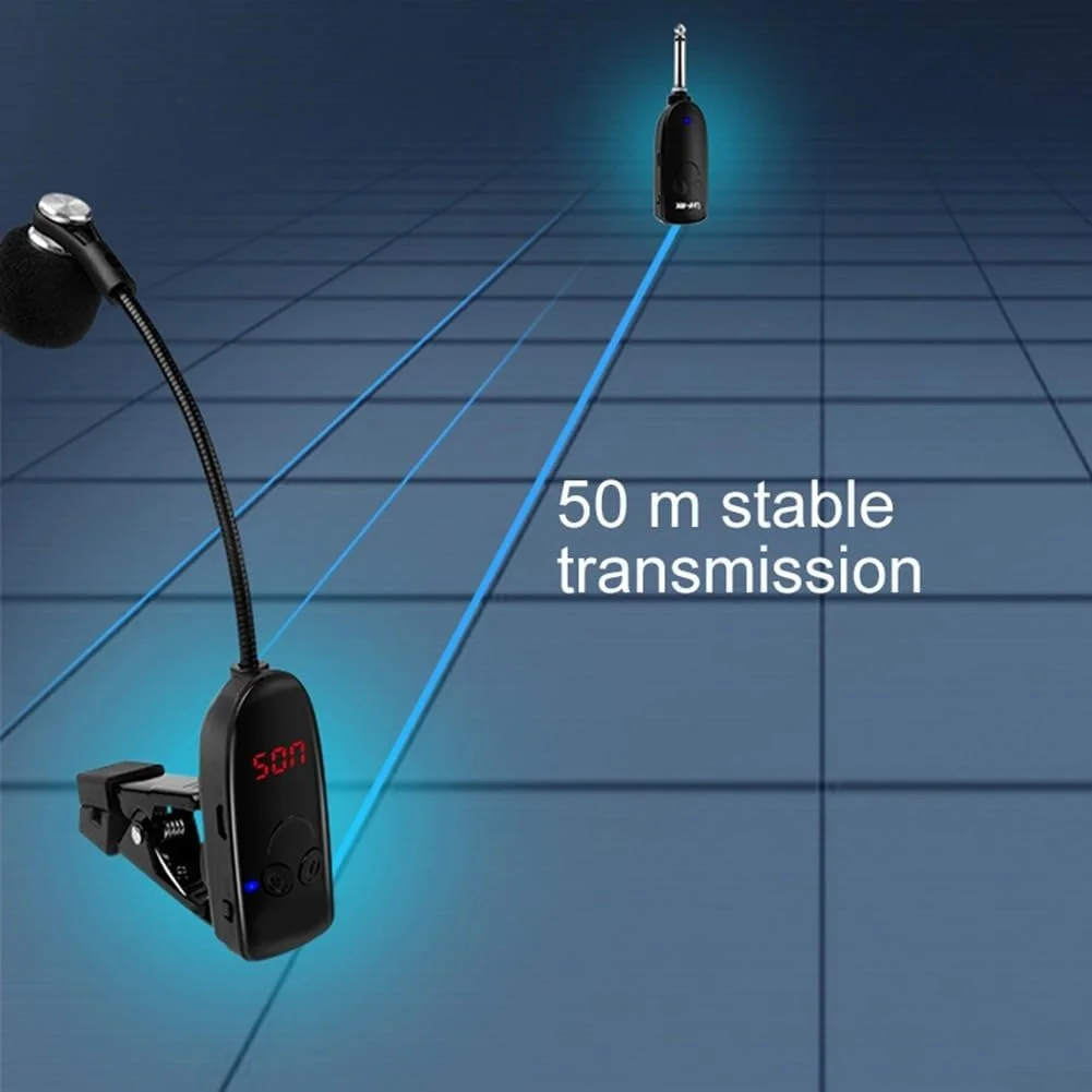 میکروفون بی سیم UHF برای سازهای موسیقی، گیرنده و فرستنده بی سیم برای ساکسیفون، ترومپت، و غیره