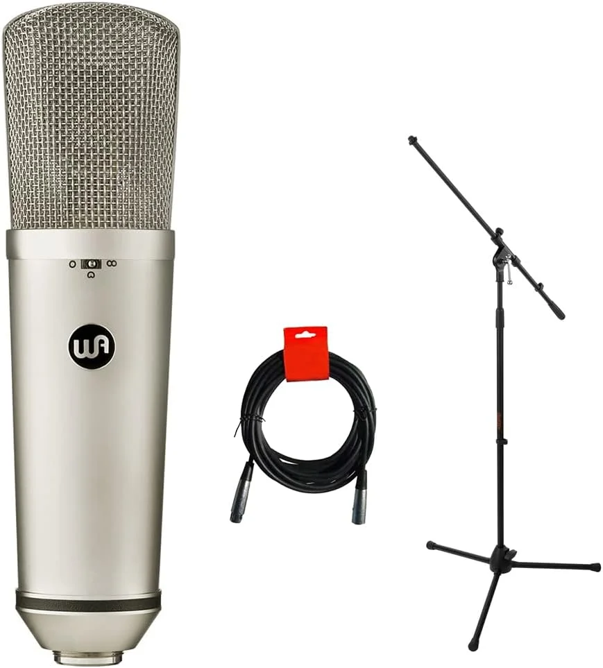 میکروفون کاندنسر چند الگویی Warm Audio WA-87 R2 (نیکل) به همراه پایه میکروفون سه پایه Auray MS-5230F و کابل XLR-XLR به طول 20 اینچ میکروفون کاندنسر چند الگویی Warm Audio WA-87 R2 (نیکل) به همراه پایه میکروفون سه پایه Auray MS-5230F و کابل XLR-XLR به طول 20 اینچ
