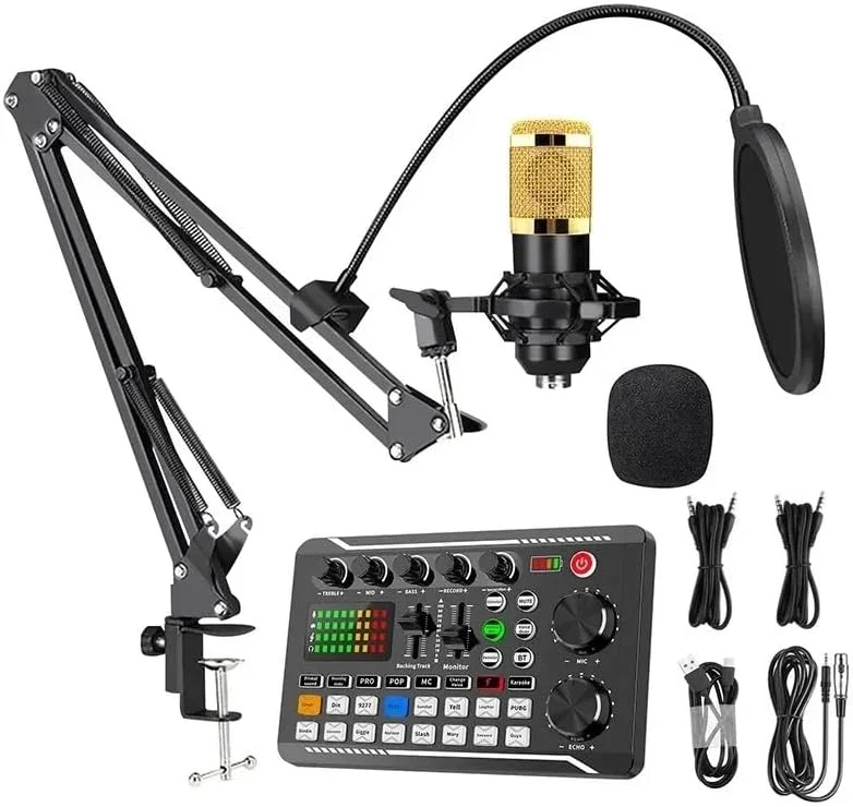 مجموعه کامل پادکستینگ – میکسر V9، میکروفون BM800 و کارت صدای یکپارچه برای ضبط، استریم و گیمینگ حرفه ای مجموعه کامل پادکستینگ – میکسر V9، میکروفون BM800 و کارت صدای یکپارچه برای ضبط، استریم و گیمینگ حرفه ای