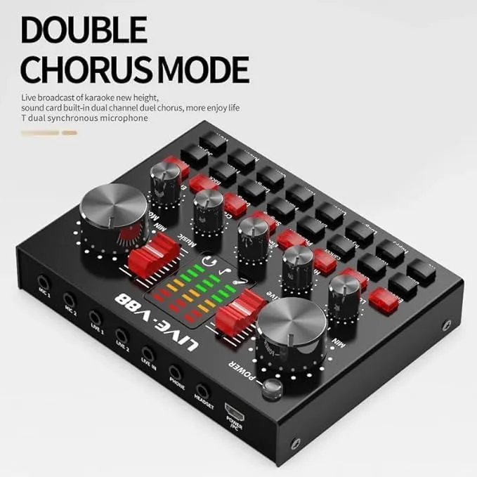 میکروفون کاندنسر TRADEXPRESS BM 800 به همراه کارت صدای V88، تجهیزات کامل استودیوی ضبط صدا، میکسر صدای خارجی به همراه میکروفون برای خوانندگی، پخش زنده و تولیدکنندگان محتوا