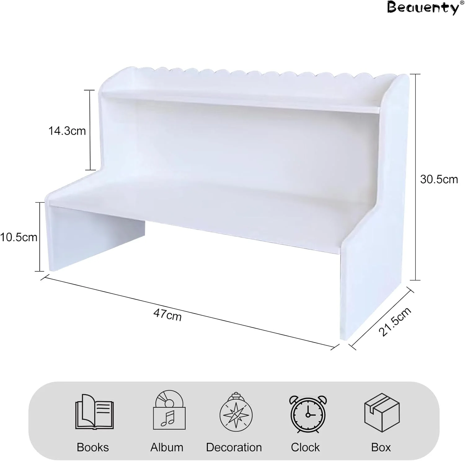 قفسه رومیزی چوبی Beauenty، قفسه ذخیره سازی رومیزی 2 طبقه، قفسه کتاب قفسه ذخیره سازی رومیزی اداری، قفسه سازمان دهنده لوازم جانبی رومیزی برای دفتر کار خانگی (بزرگ)