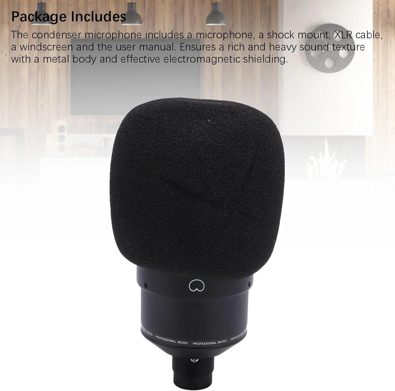 کیت تجهیزات حرفه ای میکروفون کندانسور با لرزه گیر و کابل XLR برای پادکست، آواز، چت آنلاین، جنس آلیاژ روی (مشکی) کیت تجهیزات حرفه ای میکروفون کندانسور با لرزه گیر و کابل XLR برای پادکست، آواز، چت آنلاین، جنس آلیاژ روی (مشکی)