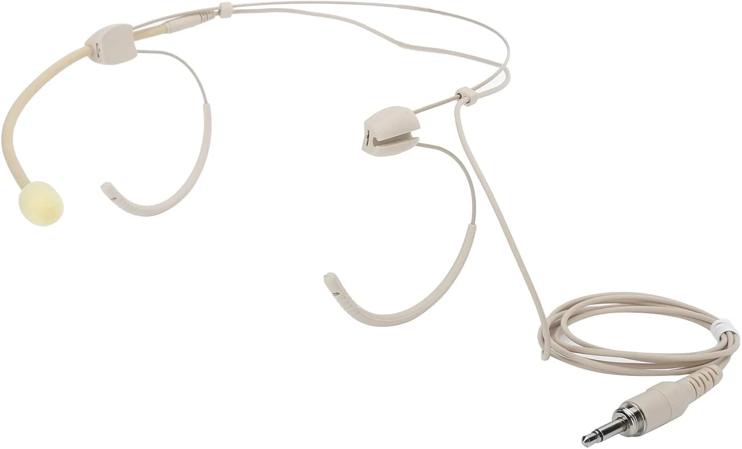 میکروفون آویز دو گوشی حرفه ای 3.5 میلی متری بژ برای فرستنده Bodypack، صدای با کیفیت شفاف برای استیج، استاد - جنس بدنه فلز + ABS