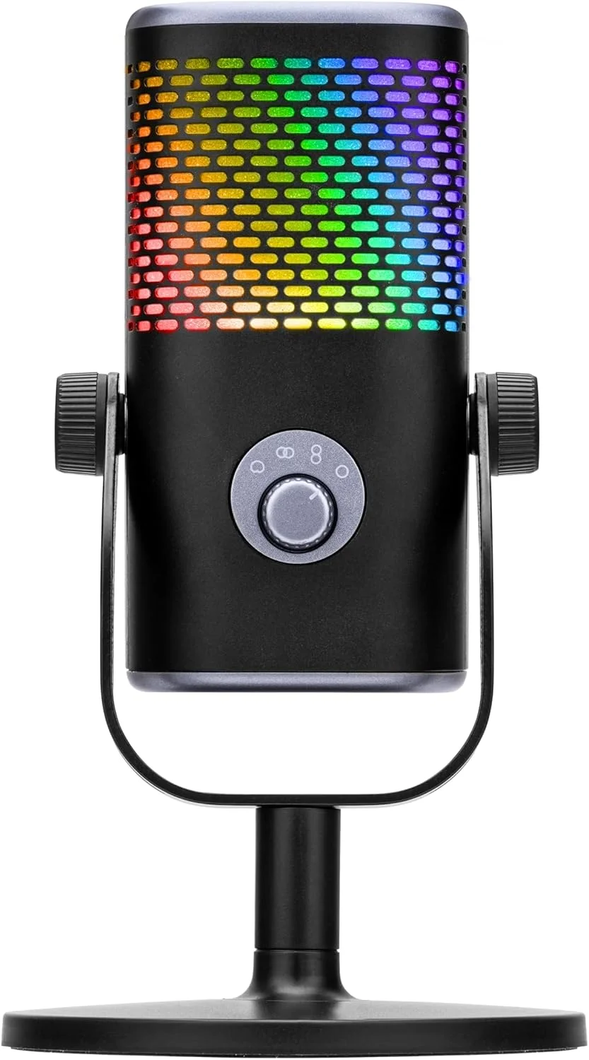 میکروفون کاندنسر حرفه‌ای USB ترمالتیک GS50 RGB برای بازی، استریم و پادکست، صدای 24 بیتی با نرخ نمونه‌برداری تا 96 کیلوهرتز، GSG-GSF-MCMTBK-01