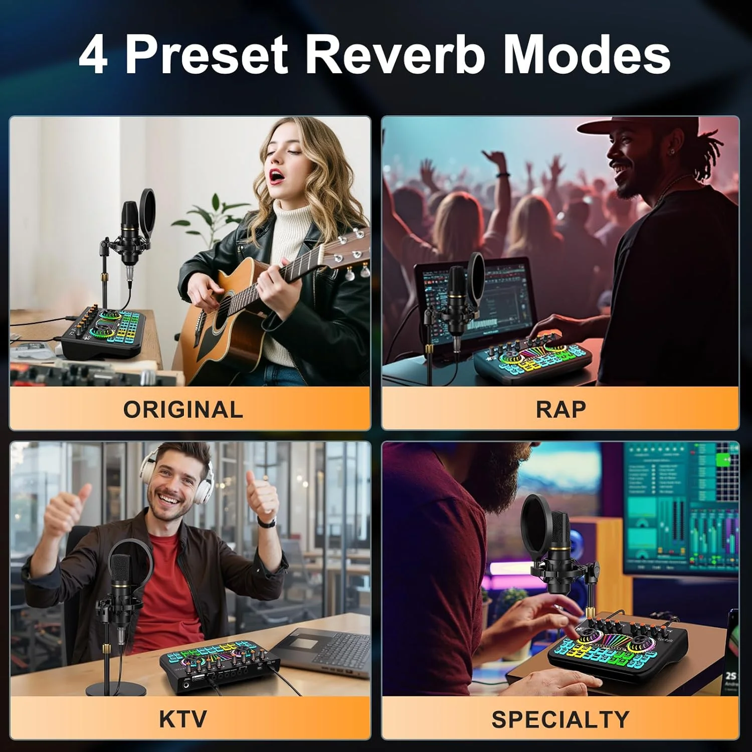 مجموعه میکروفون پادکست tenlamp با کارت صدای زنده و میکسر صدا، تجهیزات کندانسور انتقال 3.5 میلی متری کامپیوتر/تلفن، گوشه بازی، تغییر دهنده صدا، کاهش نویز