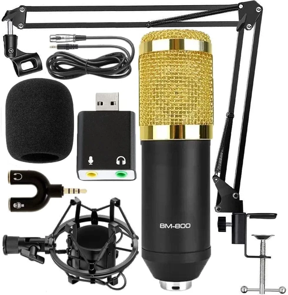 میکروفون ضبط کاندنسر داینامیک TECHBLAZE BM 800 به همراه کارت صدا + پایه بازویی رومیزی میکروفون + اسپلیتر صدا میکروفون ضبط کاندنسر داینامیک TECHBLAZE BM 800 به همراه کارت صدا + پایه بازویی رومیزی میکروفون + اسپلیتر صدا